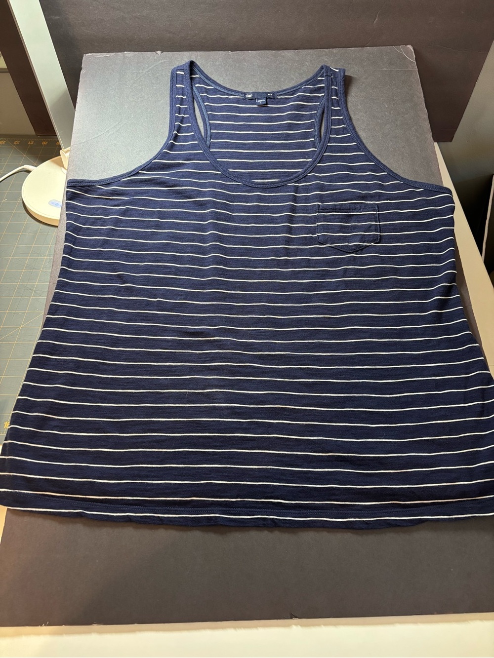 GAP Navy and White Striped Women's Tank Top